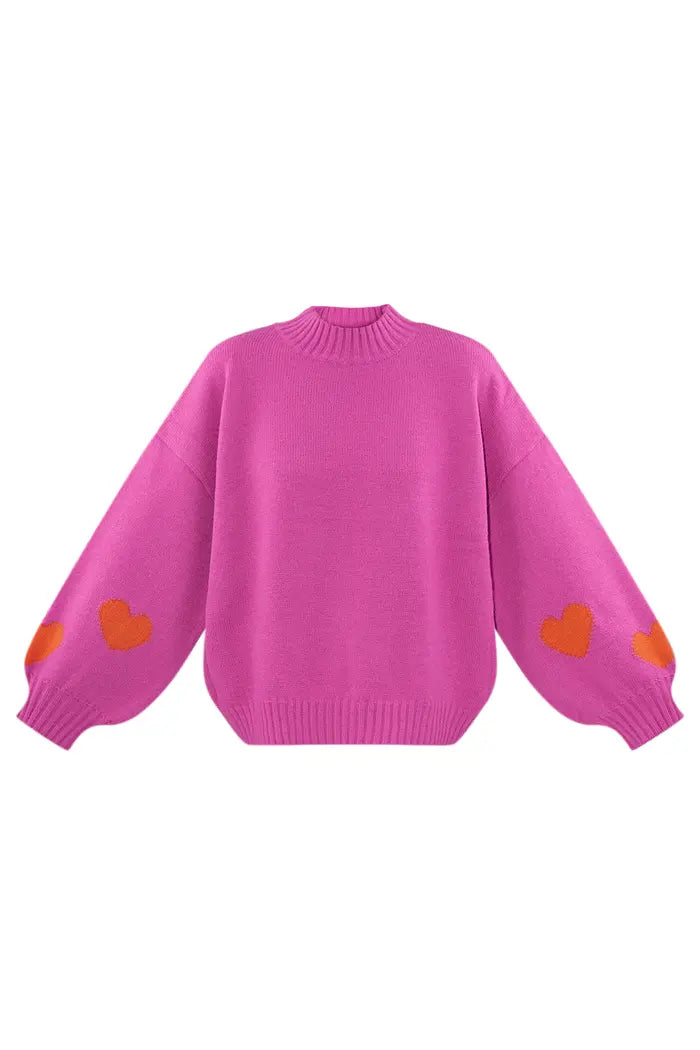 Trui Comfort Heart Knit - fuchsia