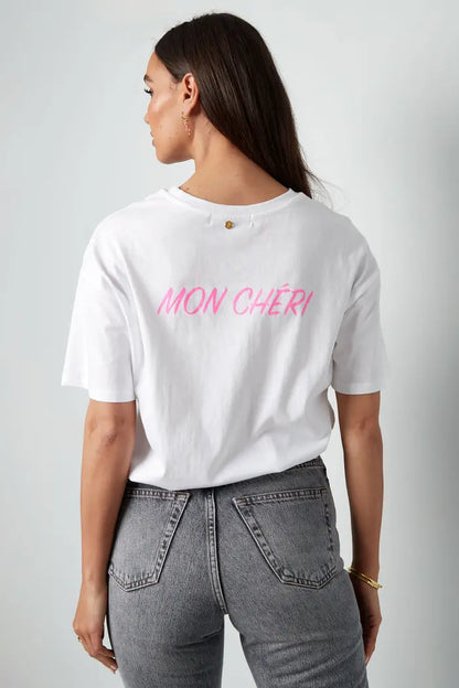 T-shirt mon cheri - wit