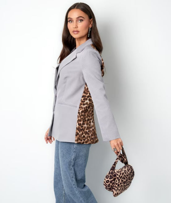 Blazer panterprint rugprint - Grijs