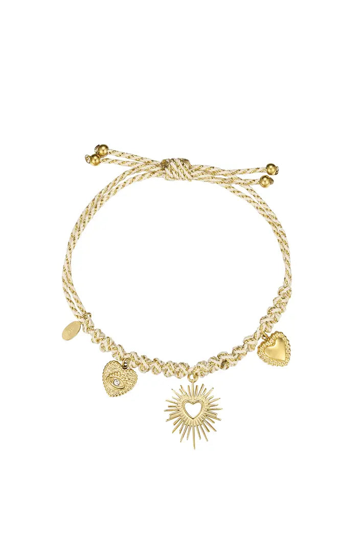 Tied with love armband - Beige en goud kleur