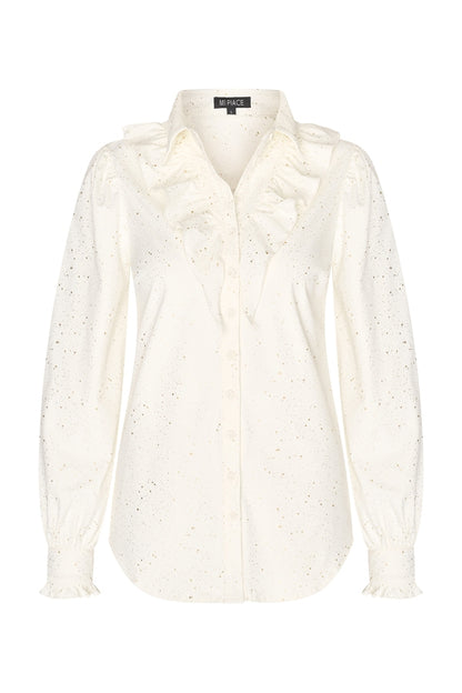 Blouse ruche gold sparkle off white