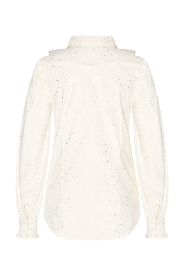 Blouse ruche gold sparkle off white