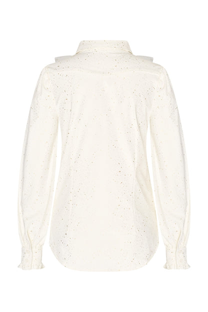 Blouse ruche gold sparkle off white